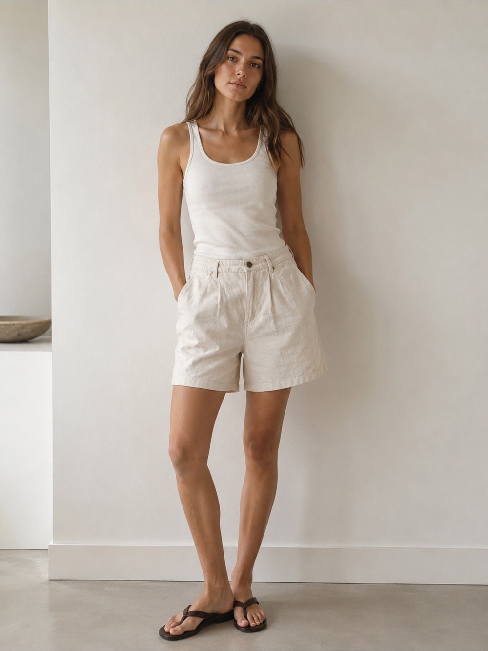 Talbots Light Cream High-Rise Bermuda Shorts